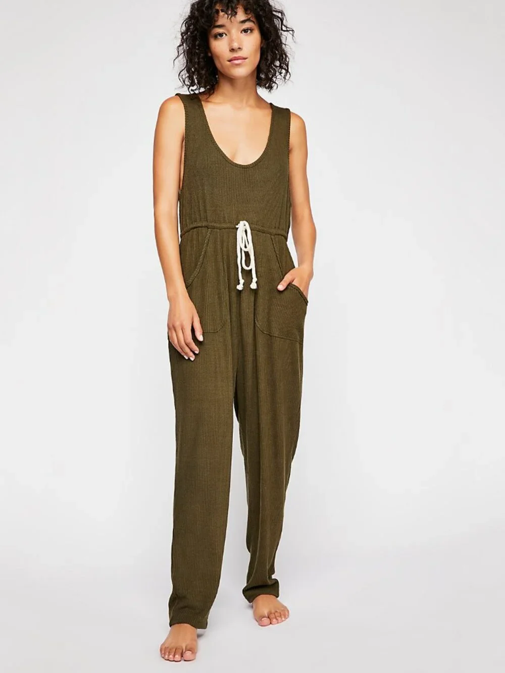 Free People Sunday Snuggles Jumper in Army - sz L